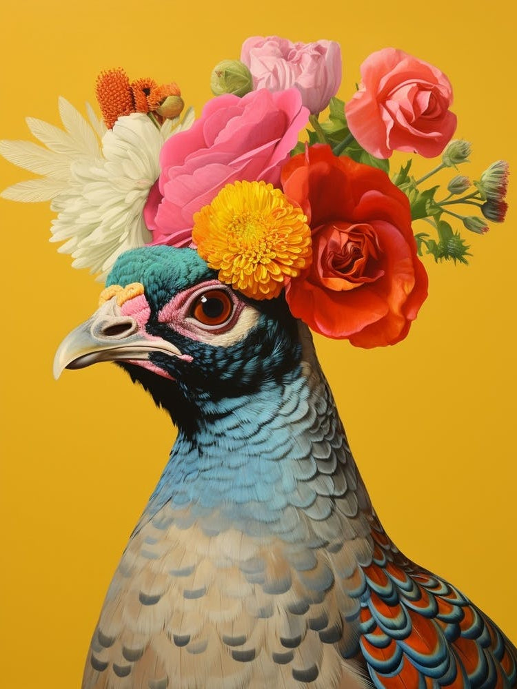 Bird With A Flower Crown Grouse 1