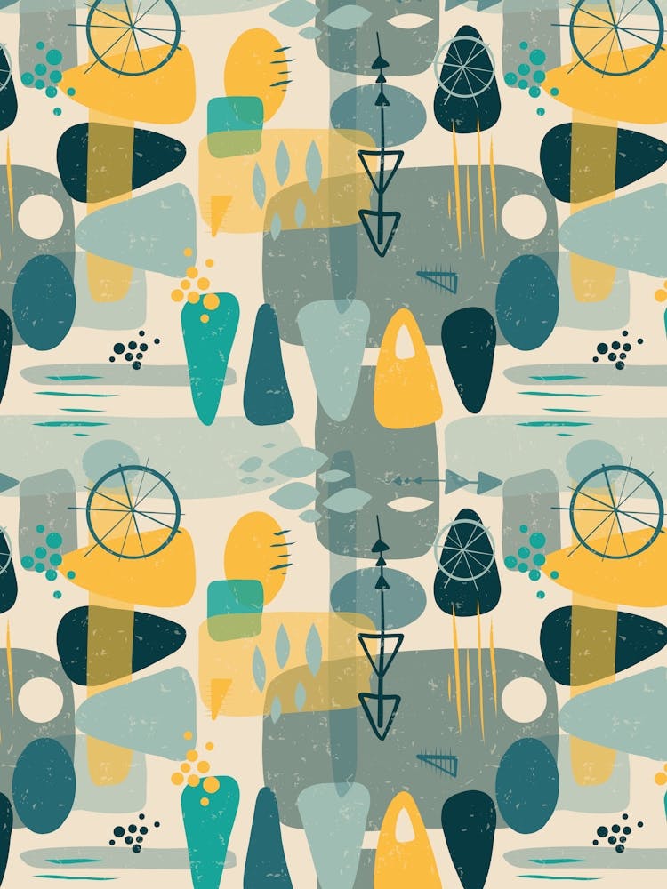Atomic Mid Century Modern Shapes Cool Tone