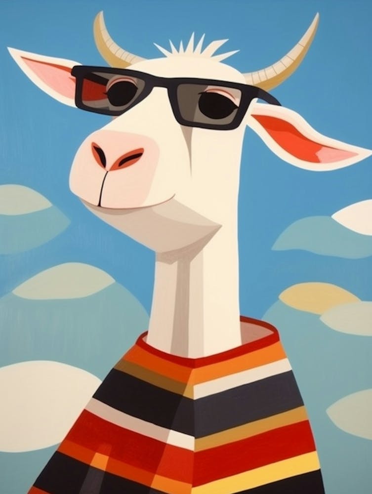 Kleine Ziege 1 mit Sonnenbrille