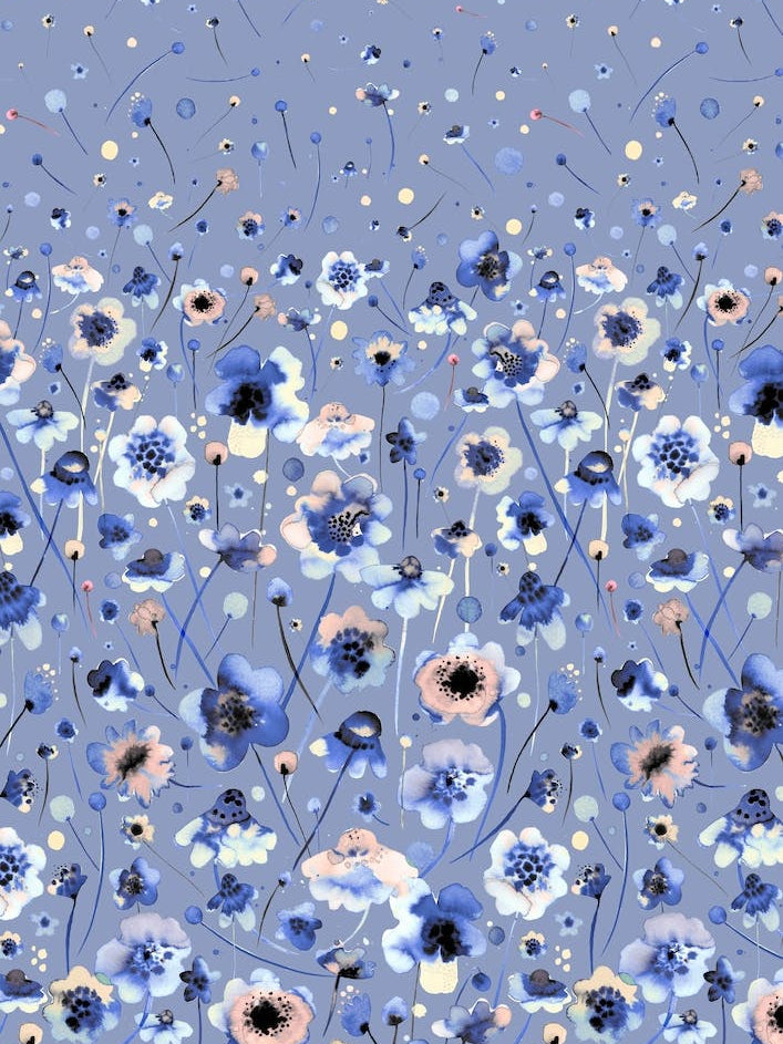 Ink Soft Flowers Blue Degrade