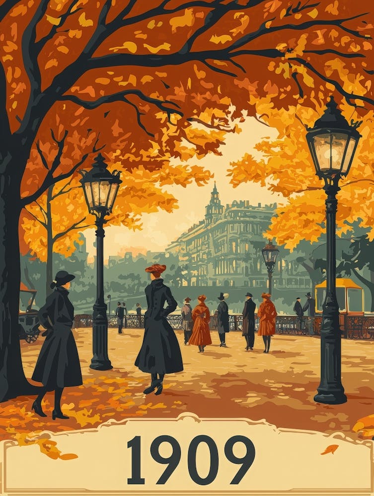 Aihrgdesign A Nostalgic Poster Of A 1909 City Park Featuring