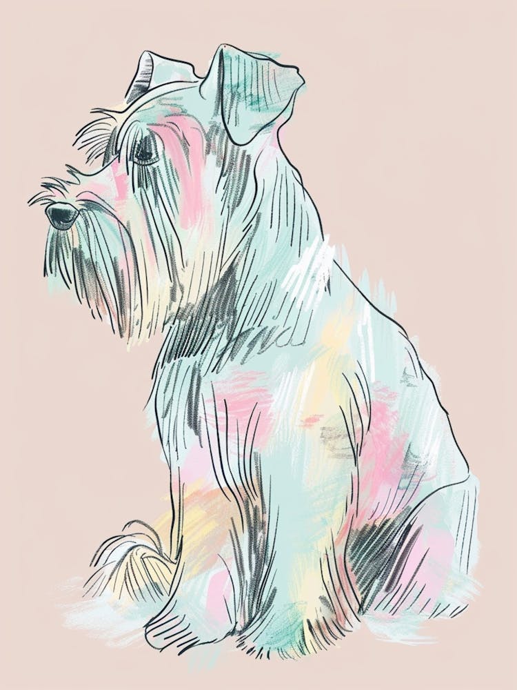 Pastel Sealyham Terrier Dog Line Illustration 2