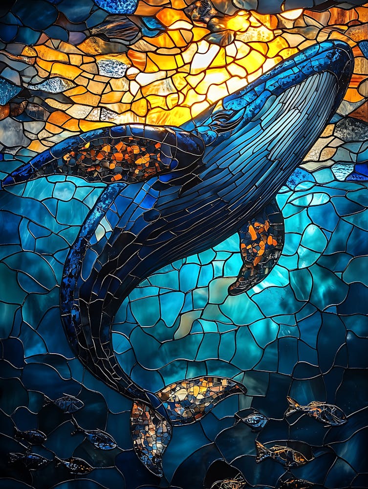 Stunning Stained Glass Whale 1