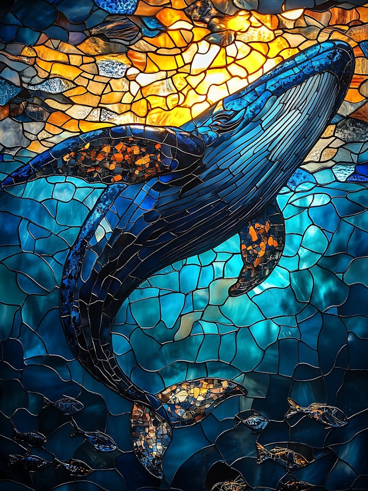 Stunning Stained Glass Whale 1