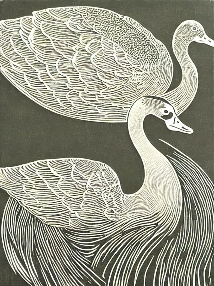 Goose Linocut Bird