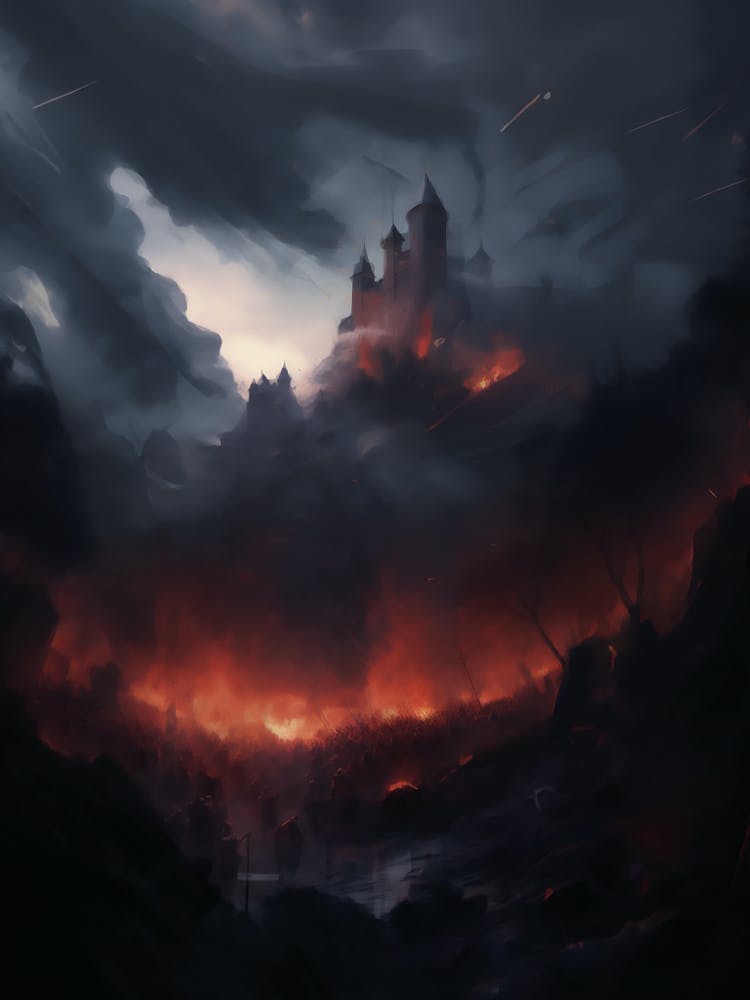 Midnight Castle Siege Art Dark Fantasy