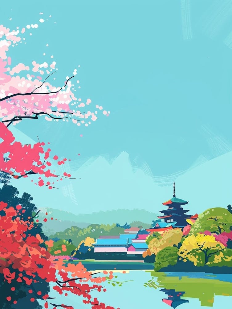 Uji Japan Colourful Illustration