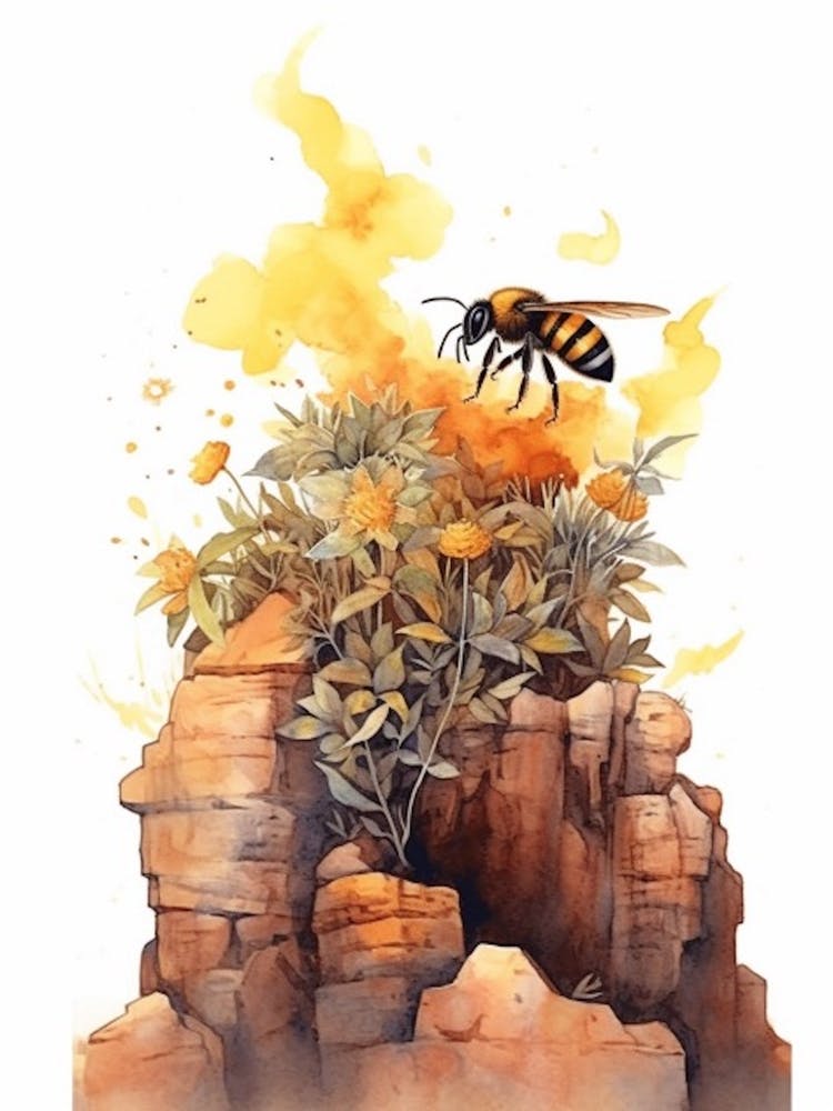 Mining Bee Beehive Watercolour Illustration 2