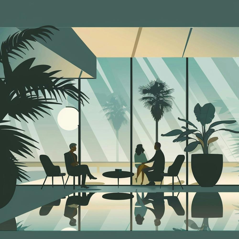 Silhouettes Of People At The Office