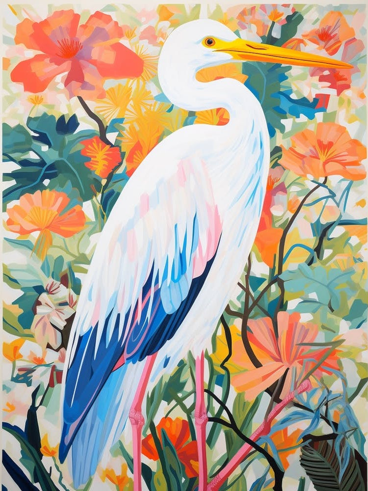 Colourful Bird Painting Egret 1