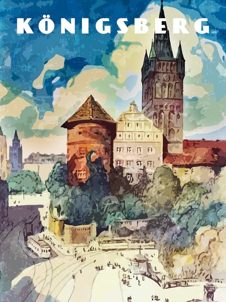 Konigsberg, Preußen, Deutschland — Retro Reise minimalistisches Kunstposter 1