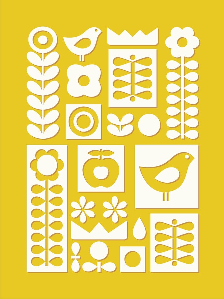 Scandinavian Ornament Art Yellow