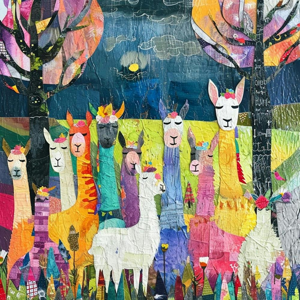 Rainbow Alpaca Kitsch Collage 2