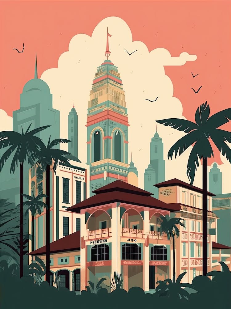 Kuala Lumpur Malaysia Travel Illustration 2