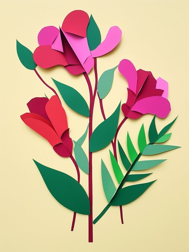 Cut Out Style Flower Art Sweet Pea 3