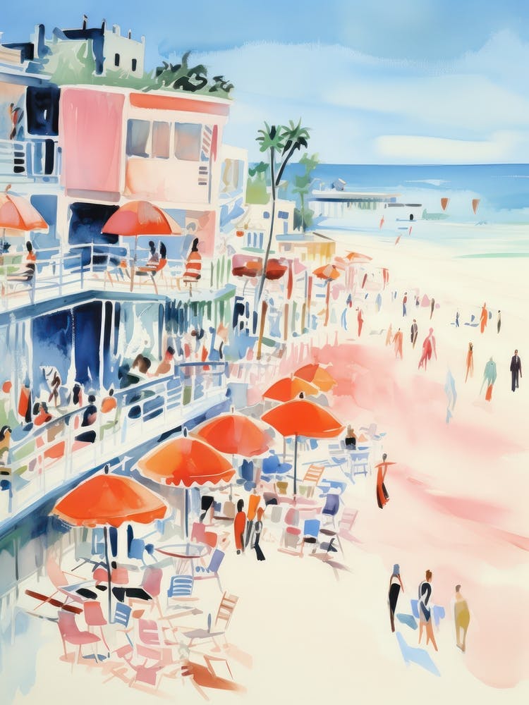 Lido De Jesolo   Italy Beach Club Lido Watercolour 2