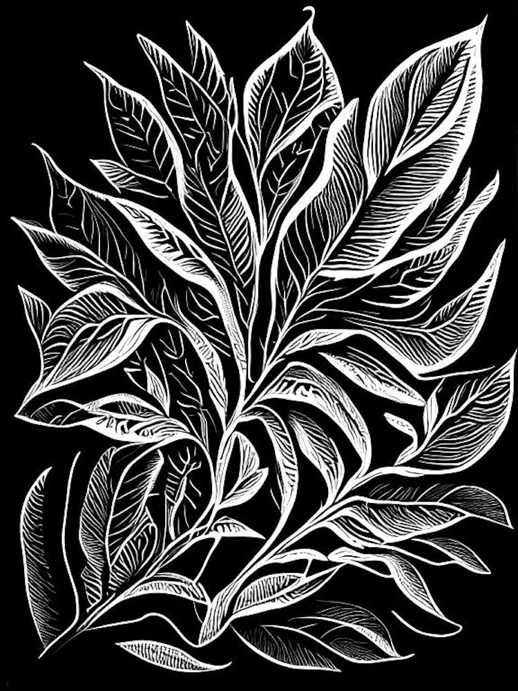 Stevia Leaf Linocut 4
