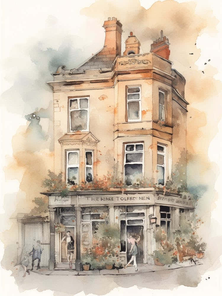 Stoke Newington London Neighborhood, Watercolour 4