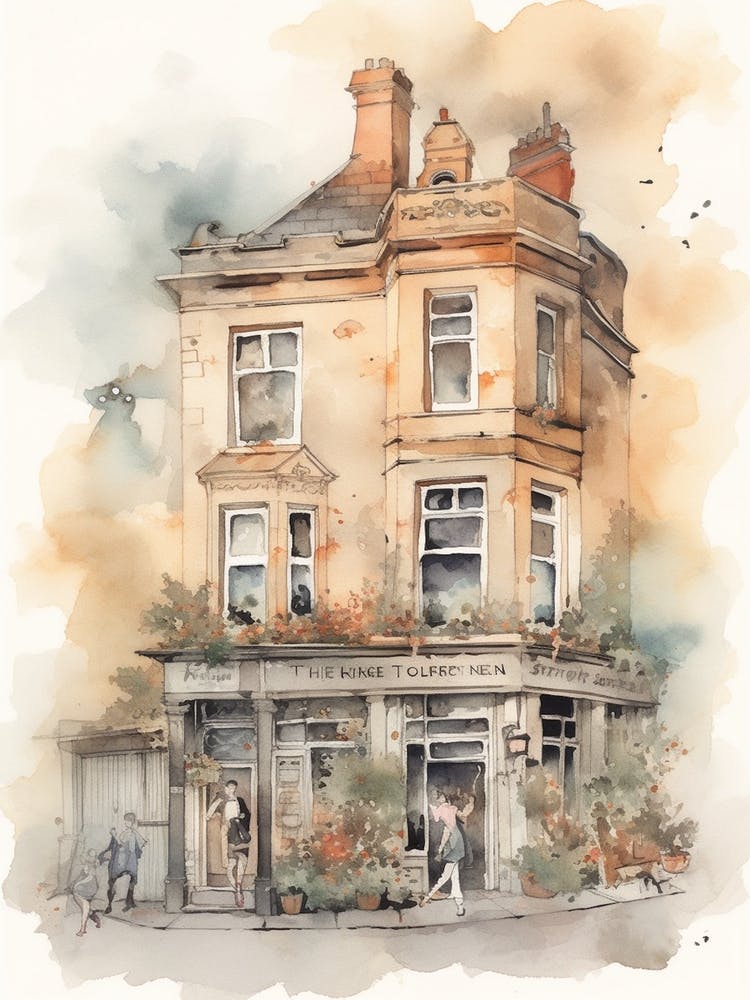 Stoke Newington London Neighborhood, Watercolour 4