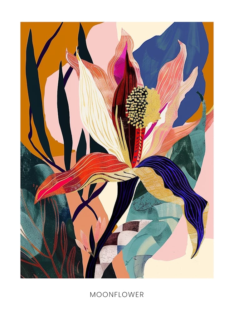 Colourful Flower Illustration Poster Moonflower 1