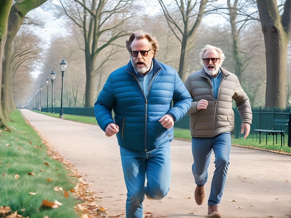 Two Older Men Jogging