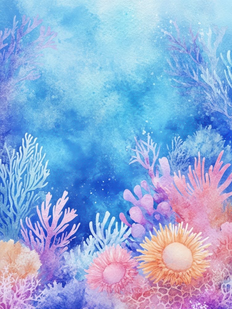 Watercolor Coral Reef Background