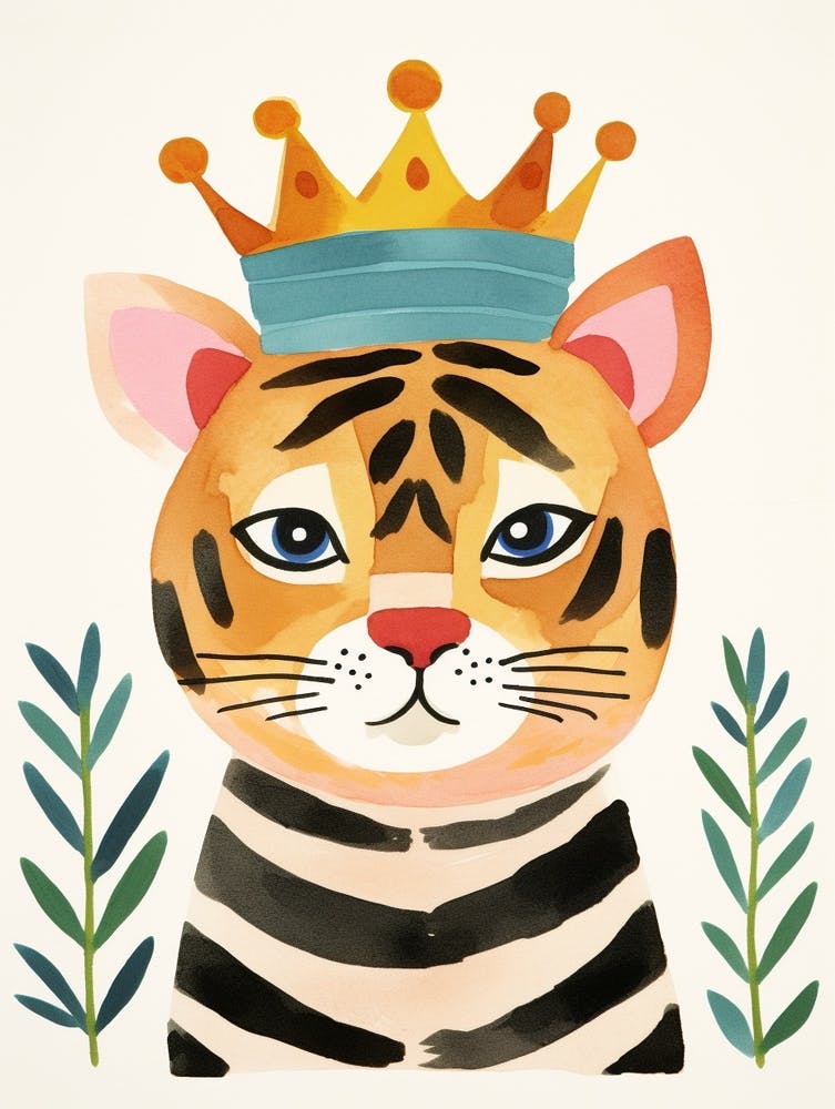 Little Bengal Tiger 2 Wearing A Crown