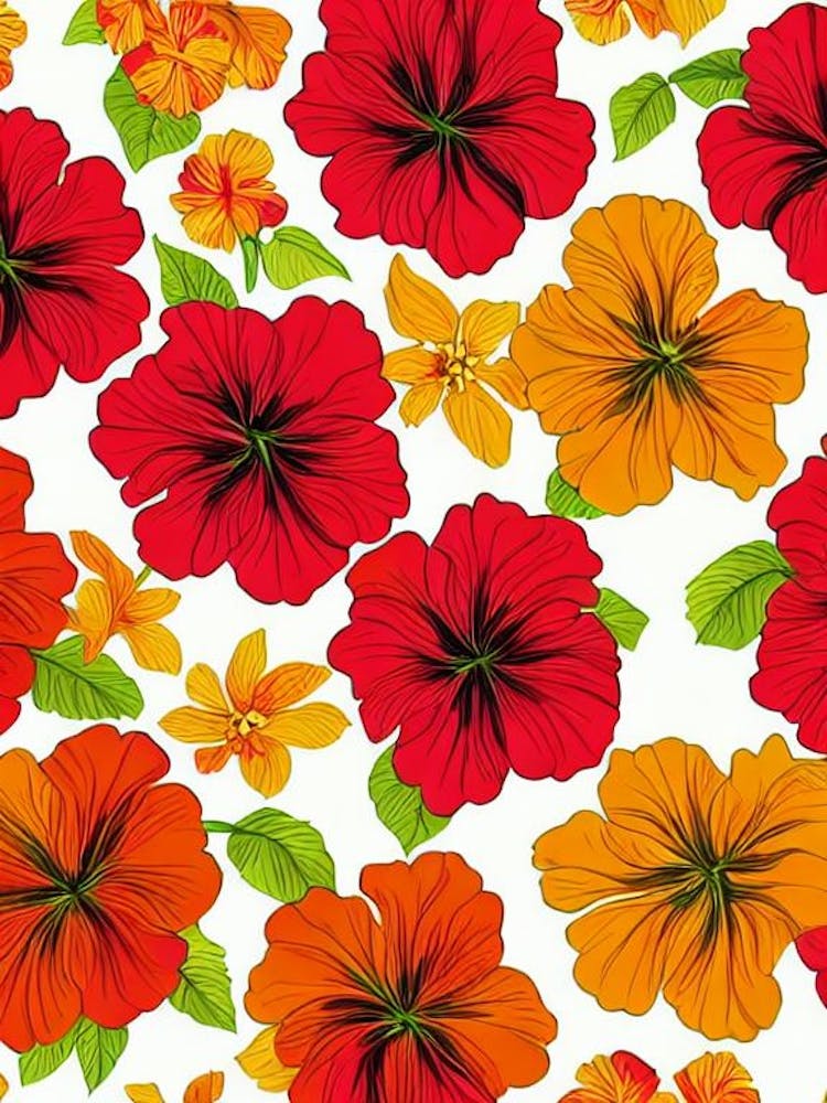 Hibiscus Repeat Retro Flower