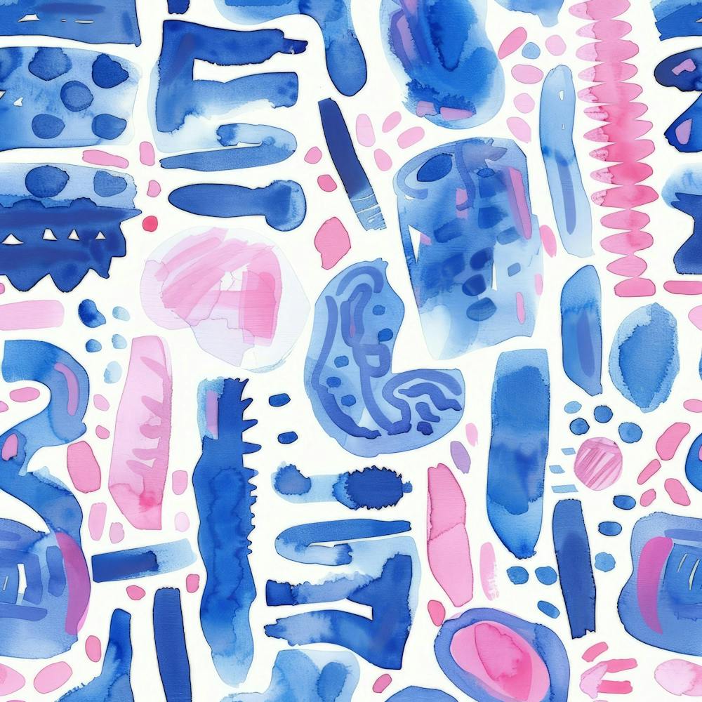 Blue And Pink Watercolor Pattern