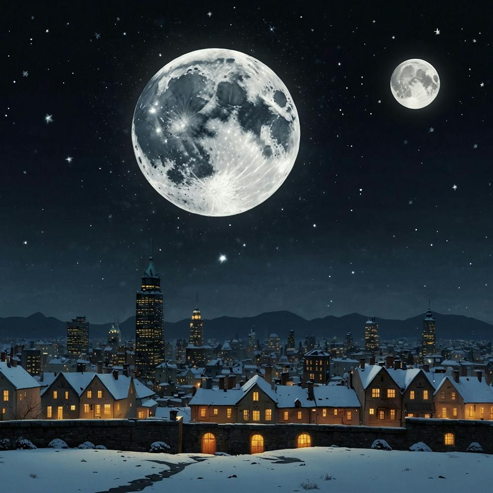 Default Art A Starry Night Sky And A Full Moon Over A Snowy C 3