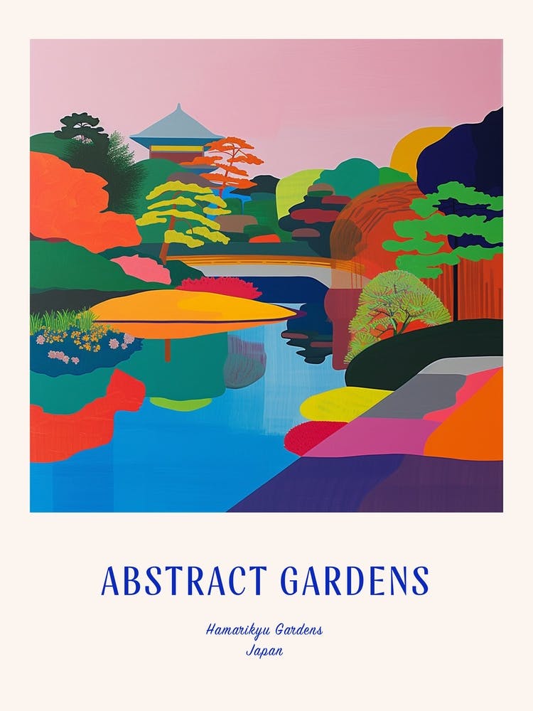 Colourful Gardens Hamarikyu Gardens Japan 4 Blue Poster