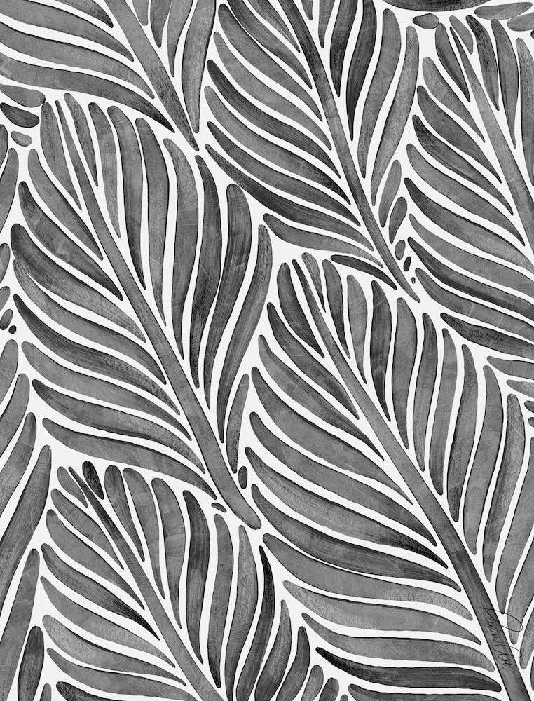 Black and White Tropical Leaves