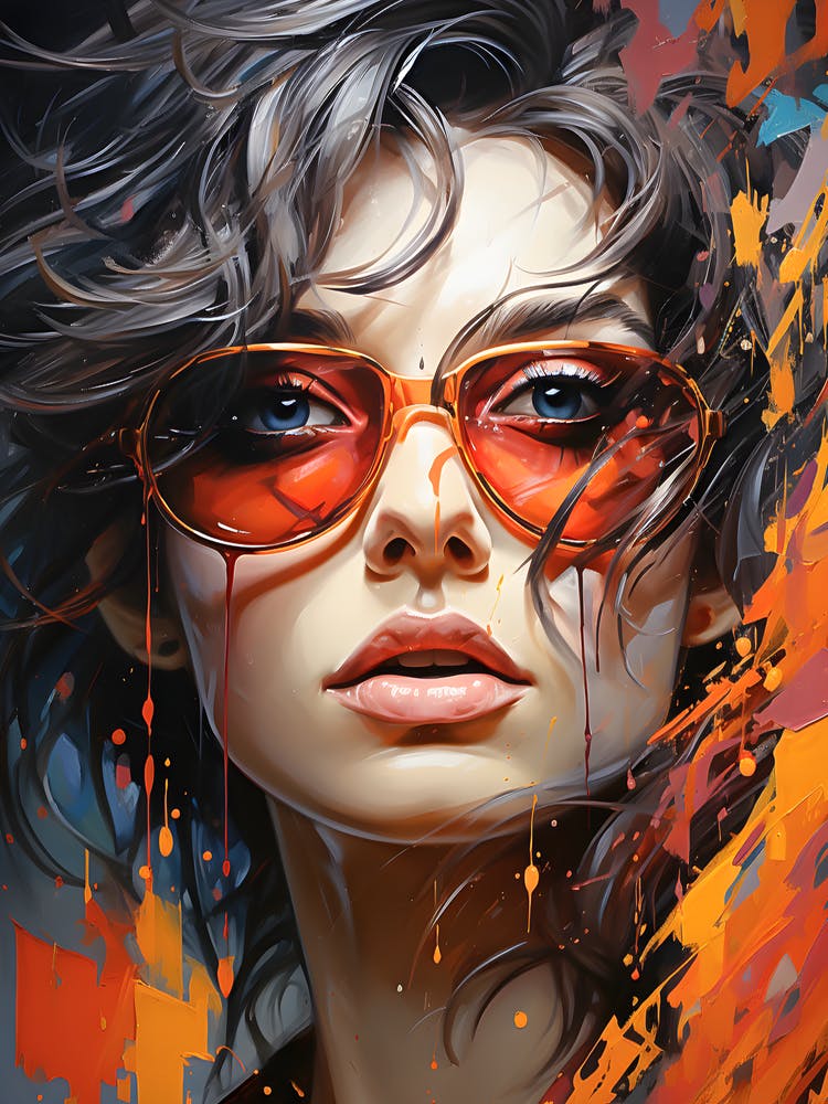 Radiant Face: Pop Illustration of Contemporary Elegance