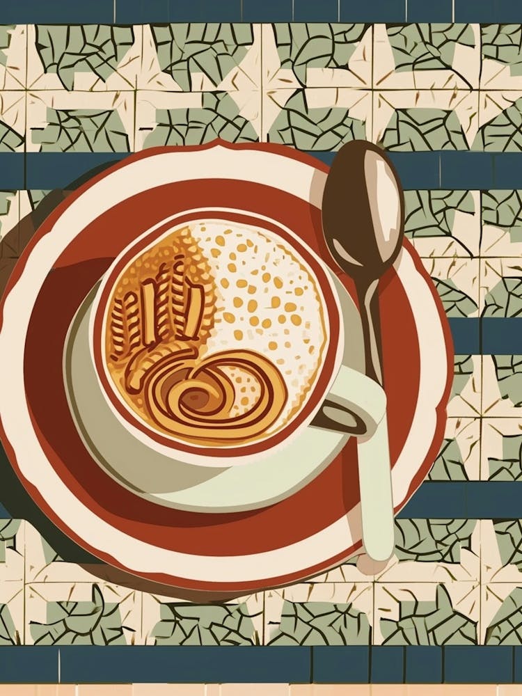 Cappucino On A Tiled Background