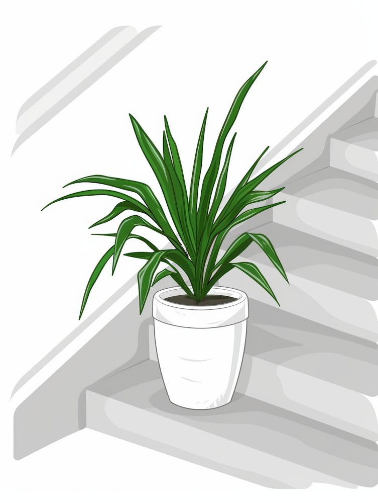Topfpflanze Auf Der Treppe