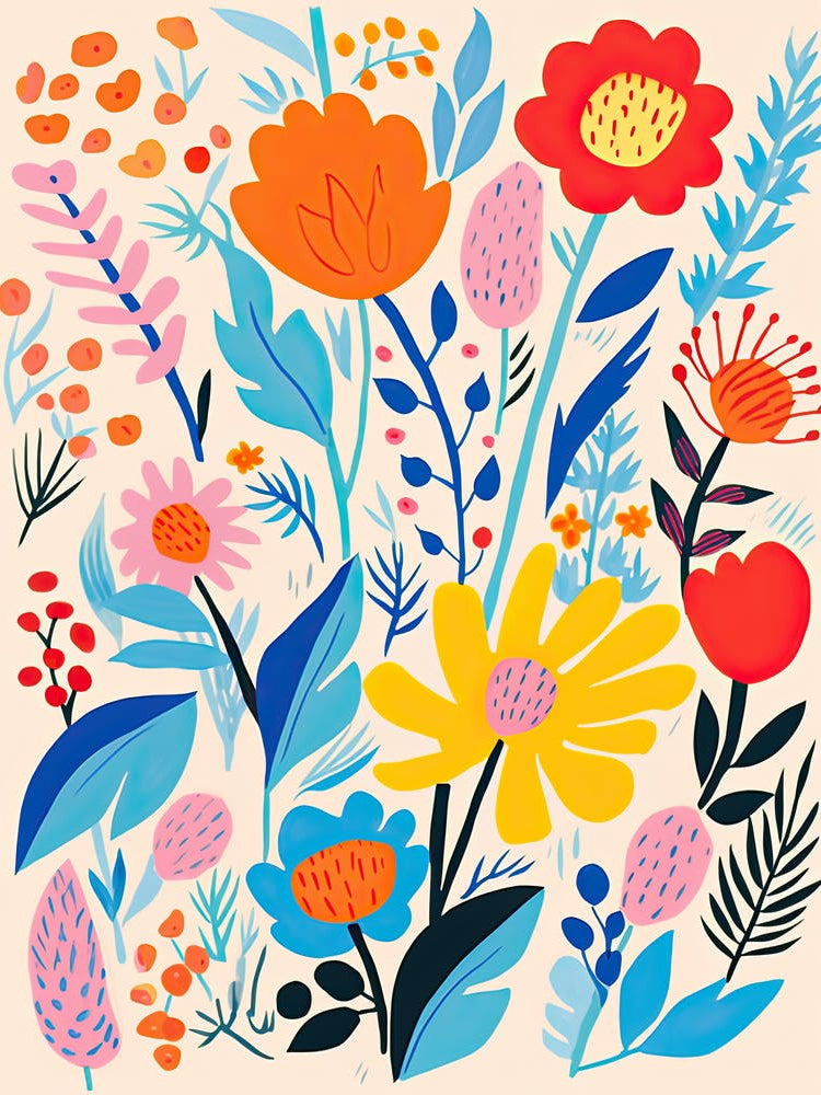 Flowers 23, Matisse style, Floral texture