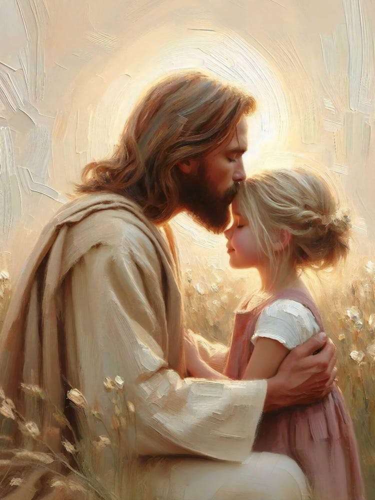 Empathy And Love, Christian Art, Jesus And Girl Art, Jesus Shepherd Art, Lds Art, Bible Art, Christian Printable Art, Jesus And Children Art