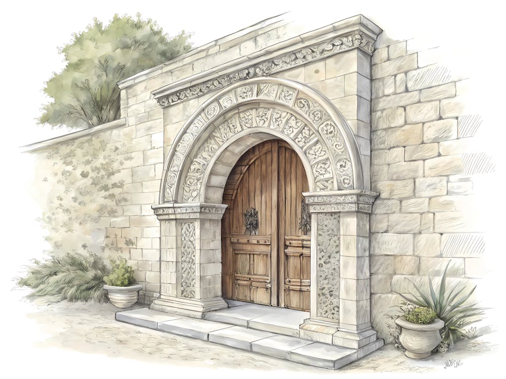 Minimalist Ink Sketch Of Vintage Inspired Stone