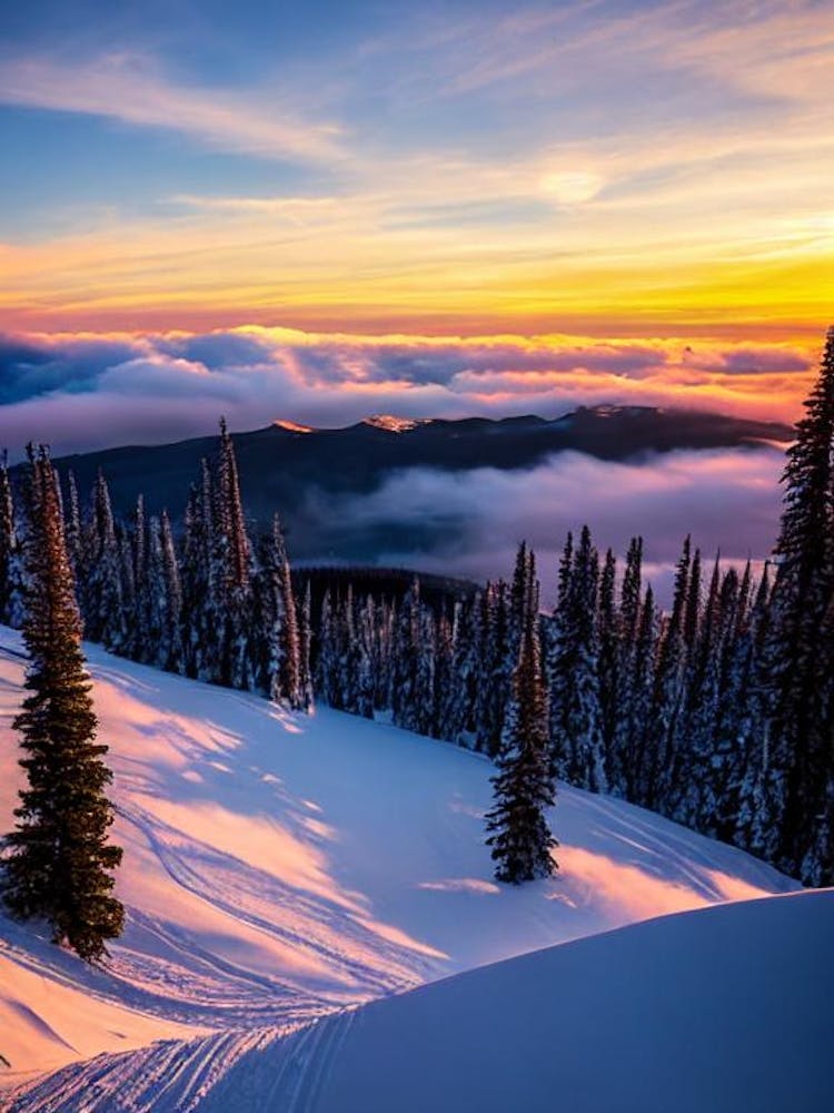 Steamboat, Usa Sunrise Skiing Poster