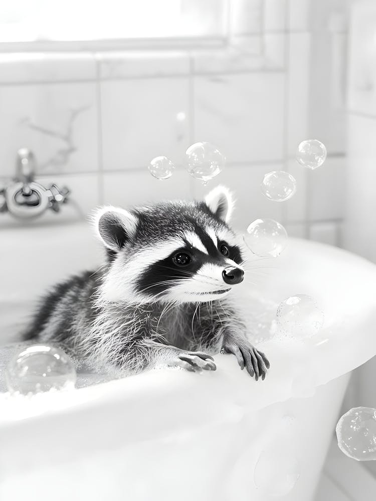 Raccoon In The Bath