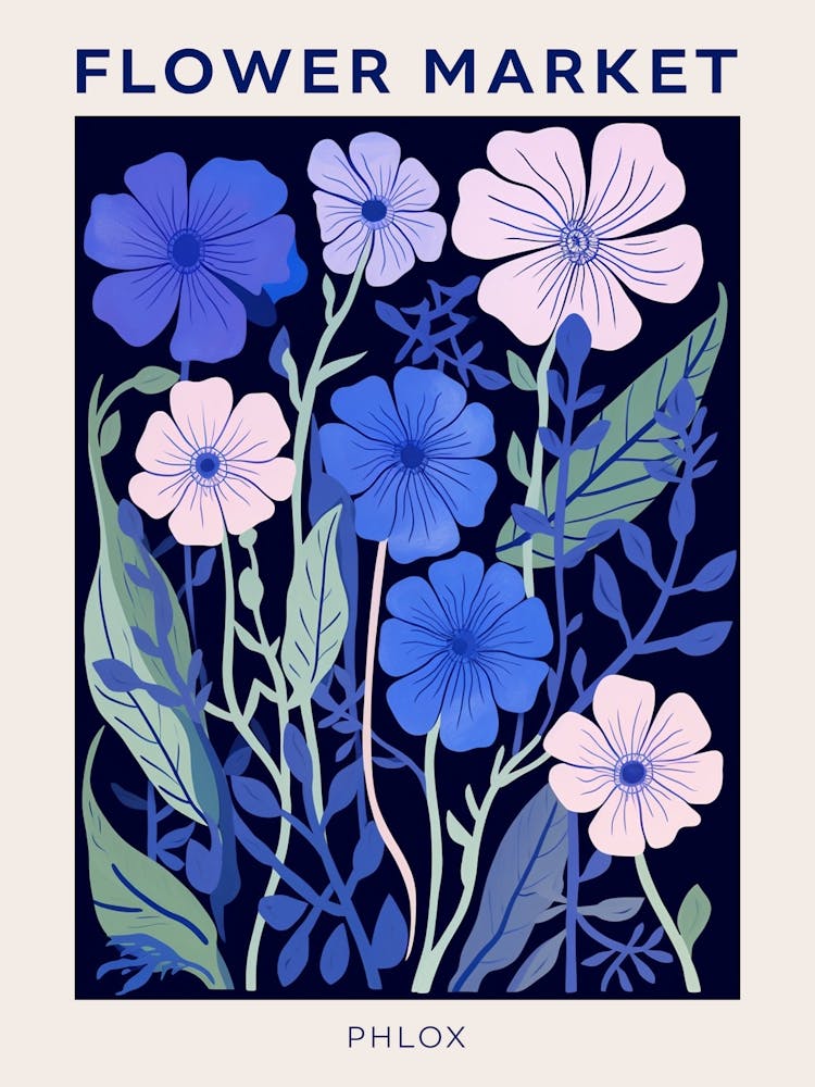 Blue Flower Market Poster Phlox 2