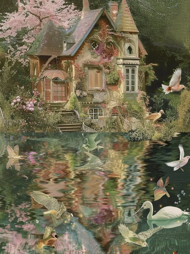 Collage Pond Monet Fairies Scrapbook 6
