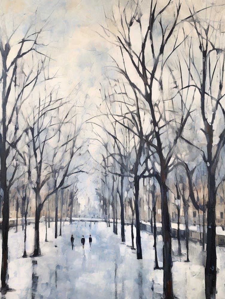 Winter City Park Painting Kensington Gardens London 3