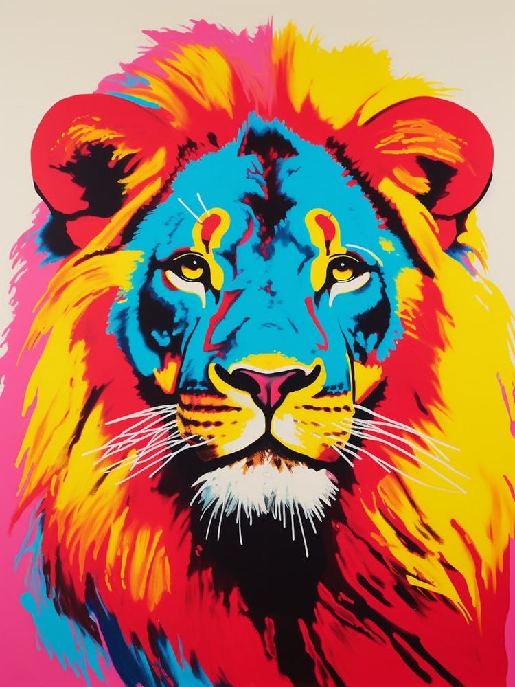 Lion Portrait Pop Art Pink 1