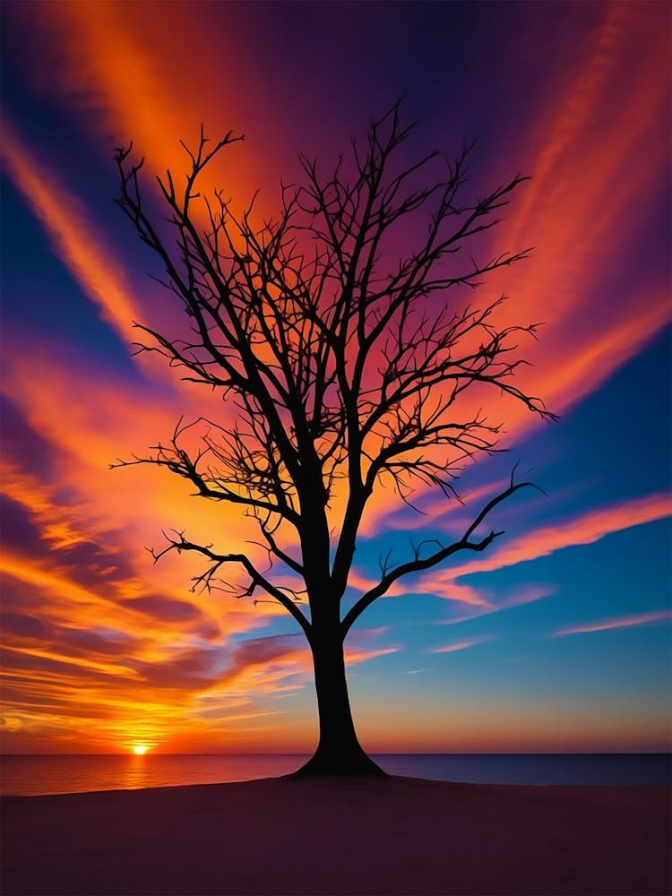 Silhouette Tree at Sunset