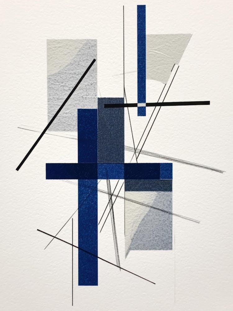 Abstract Blue And White Painting 5