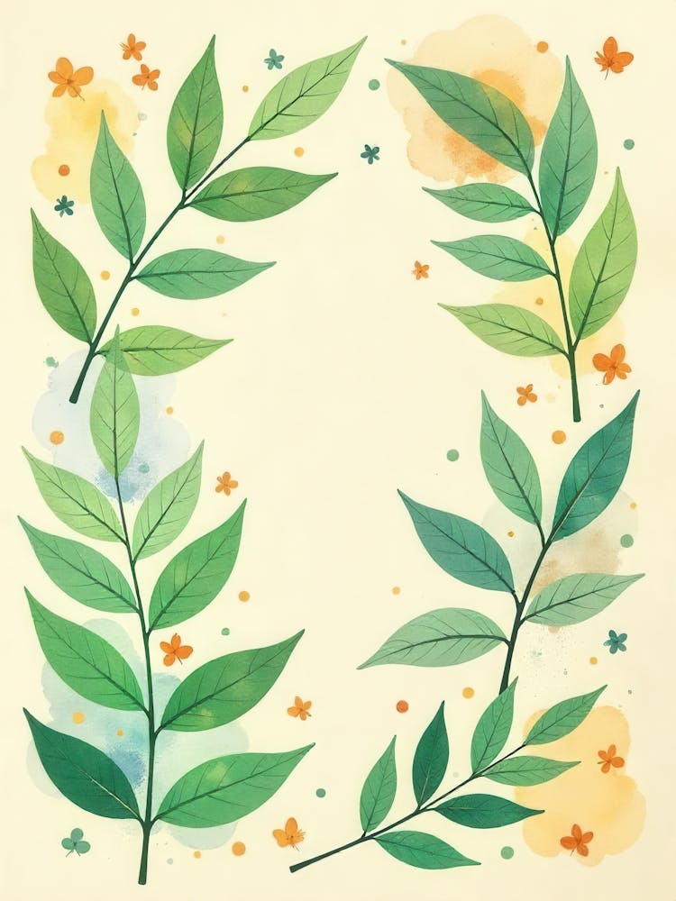 Watercolor Leaves Frame