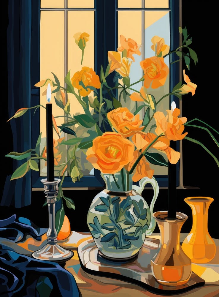 Yellow Roses By The Window