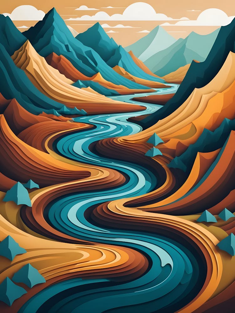 Abstract Landscape With River
