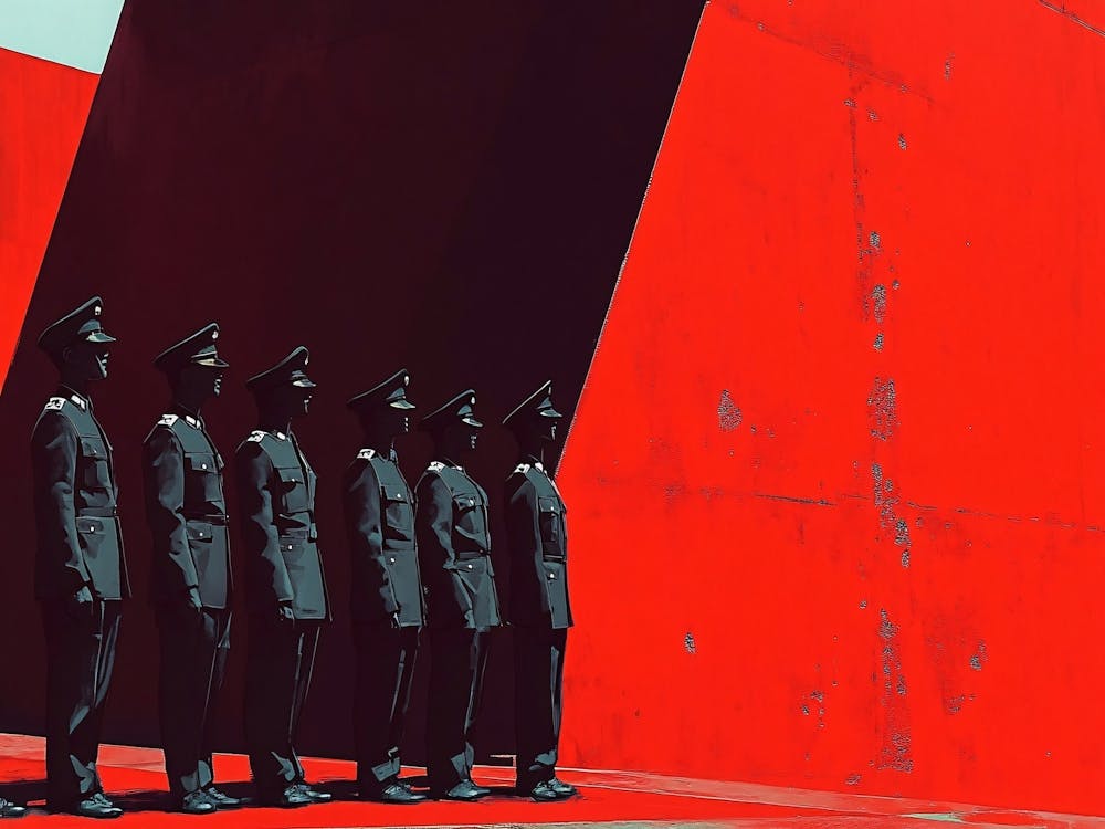 Men In Black Uniform on Red